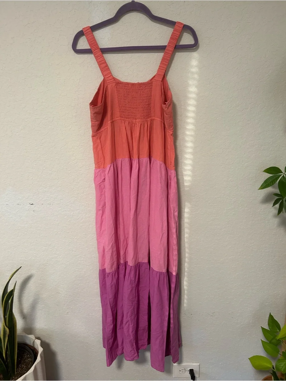 Vibrant Terra & Sky Coral, Pink and Magenta Tiered Maxi Dress Size 0X - Picture 6 of 11